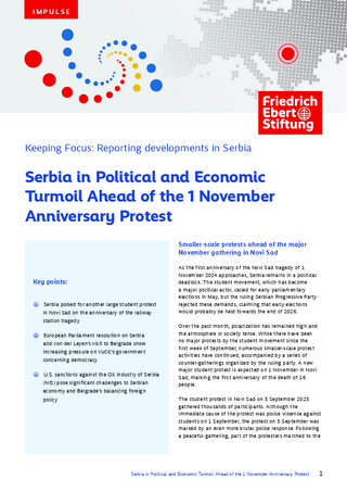 Serbia in political and economic turmoil ahead of the 1 November anniversary protest